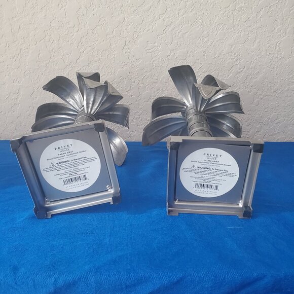 2 VTG Privet House Palms Away Short Galvanized Candle Sticks - Picture 6 of 10